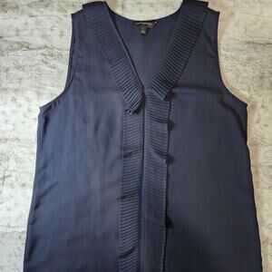 Banana Republic Navy Blue Ruffle sleeveless blouse size S
